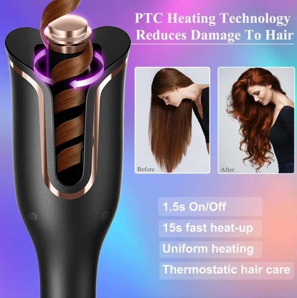 Automatic Hair Curler, Curling Iron 1 inch Large Rotating Barrel,‎ 4 Temperature
